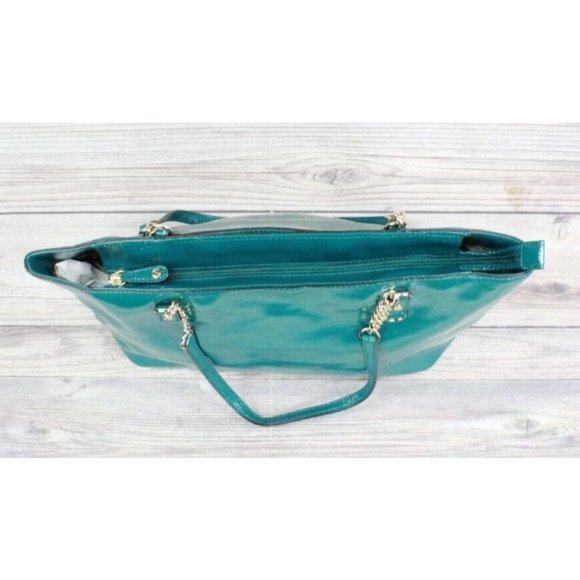 Michael Kors Jade Green Leather Shoulder Tote Handbag - Picture 6 of 10